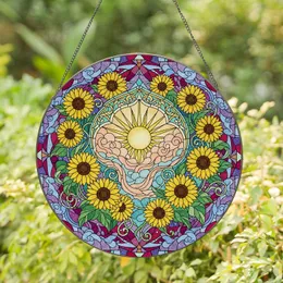 Golden Sun Sunflowers Arched Frame - Home Decor Gift for Garden Lover Stained Glass Suncatcher
