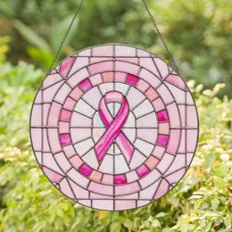 Tiffany Pink Awareness Ribbon - Home Decor Gift Stained Glass Suncatcher