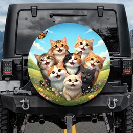 Expressive Domestic Cats Wildflower Meadow Monarch - Pet Lover Gift Spare Tire Cover