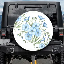 Blue Flax Flowers Botanical Watercolor - Garden Lover Home Decor Gift Spare Tire Cover