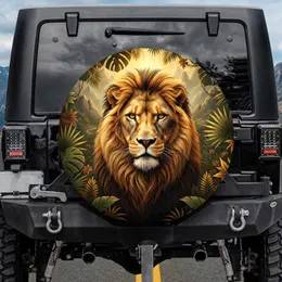 Majestic Lion Jungle Canopy Tropical Foliage Misty Mountains - Wildlife Lover Gift Spare Tire Cover
