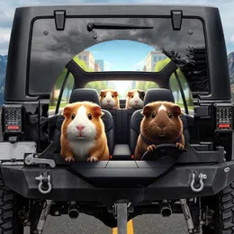 Guinea Pigs Driving Car Urban Park - Road Trip Gift for Guinea Pig Lovers Spare Tire Cover