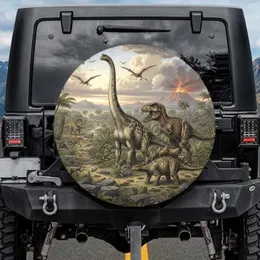 Brachiosaurus T Rex Stegosaurus Prehistoric Dinosaur Jungle - Paleontology Lover Gift Spare Tire Cover
