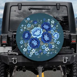 Blue Roses Grey-Green Foliage Pale Blossoms - Floral Lover Gift Spare Tire Cover