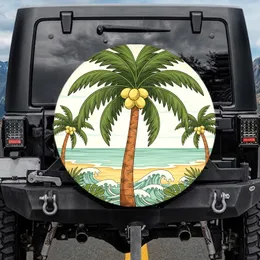 Tropical Coconut Palm Tree Beach Ocean - Tropical Lifestyle Spare Tire Cover
