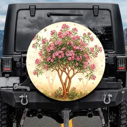 Oleander Floral Blossom Green Foliage Birds Botanical Field - Home Decor Gift Spare Tire Cover