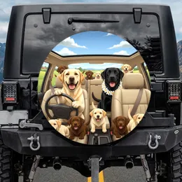 Labrador Retrievers Car Ride Sunny Landscape - Pet Owner Gift for Dog Parents Spare Tire Cover