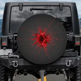 Large Crimson Red Liquid Splatter with Radiating Droplets - Gothic Style Accent Spare Tire Cover