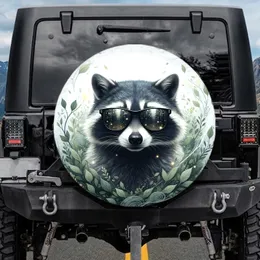 Raccoon in Black Sunglasses Portrait - Lush Forest Wildlife Lover Gift Spare Tire Cover