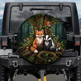 Forest Fox Badger Robin Berry Wildflower - Wildlife Lover Gift Spare Tire Cover