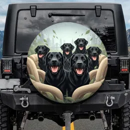 Smiling Black Labrador Retriever Dogs Journey - Travel Accessory for Dog Owner Spare Tire Cover