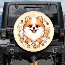 Pomeranian Dog Paw Print Bone Swirl Shapes - Dog Lover Gift Spare Tire Cover
