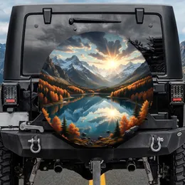 Autumn Mountain Lake Reflection Sunbeams - Outdoor Adventure Gift Spare Tire Cover