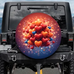 Heart Balloons Bokeh Lights Flowers Light Flares Trailing Strings - Valentine's Day Gift Spare Tire Cover