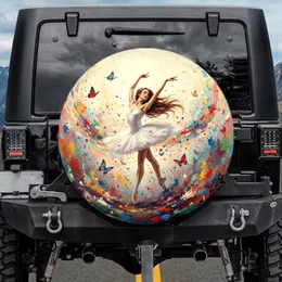 Graceful Ballerina Confetti Butterflies - Dance Lover Gift Spare Tire Cover