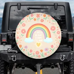 Big Heart Little Minds Rainbow Floral - Teacher Appreciation Gift for Educators Spare Tire Cover