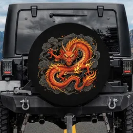 Eastern Dragon Fiery Scales Cloud - Vehicle Decor Gift for Mythology Fans Spare Tire Cover