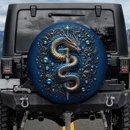 Serpentine Dragon Broadsword Antique Filigree - Home Decor Gift for Dragon Lover Spare Tire Cover