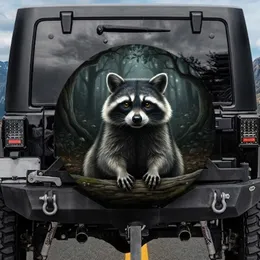Raccoon Black Mask Amber Eyes Dark Forest Woodland Animal - Wildlife Lover Gift Spare Tire Cover