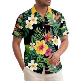 Hibiscus Plumeria Bird-of-Paradise Flowers Monstera Palm - Tropical Vacation Gift Hawaiian Shirt