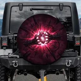 Armored Hands Gripping Glowing Heart - Dark Fantasy Vehicle Decor Gift Spare Tire Cover
