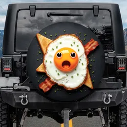 Surprised Fried Egg Crispy Bacon Toast Breakfast Food Scene - Food Lover Gift Spare Tire Cover