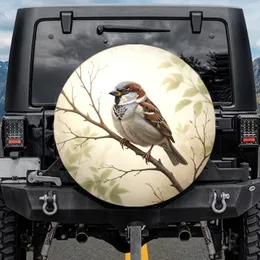 House Sparrow Perched Branch Outdoor Scene Wildlife Lover Gift for Bird Watcher Spare Tire Cover