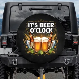 It's Beer O'clock Frothy Mugs Bottles Cans Pub Scene - Man Cave Home Decor Gift Spare Tire Cover