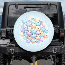 Frosty Ghosts Stars Blobs - Winter Decor Gift Spare Tire Cover