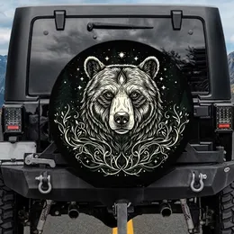 Bear Head Stars Forest Foliage Midnight Sky - Wildlife Lover Gift for Outdoor Enthusiast Spare Tire Cover