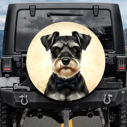 Miniature Schnauzer Portrait Black Bow Tie - Dog Lover Home Decor Gift Spare Tire Cover
