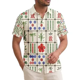 Traditional Mahjong Tiles Tropical Flowers Sparrow - Asian Culture Gift for Mahjong Player Hawaiian Shirt