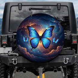 Majestic Blue Morpho Butterflies Cosmic Nebula Stars - Wildlife Lover Gift Spare Tire Cover