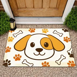 Cartoon Patched Ear Dog Paw Print Bone - Pet Lover Home Decor Gift Doormat