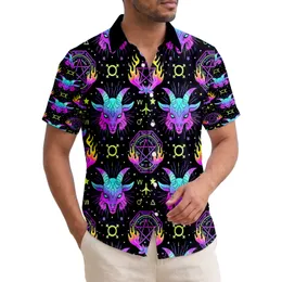 Baphomet Goat Heads Pentagram Suns Moons Stars Arcane Symbols - Occult Lover Gift Hawaiian Shirt