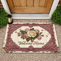 Acanthus Scroll Rose Floral Bouquet Welcome Home - Home Decor Gift Doormat