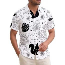 Cartoon Rabbits Squirrels Tropical Leaves Hibiscus - Wildlife Home Decor Gift Hawaiian Shirt