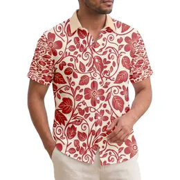 Continuous Tropical Red Floral Blossoms Leafy Vines Buds - Island Home Decor Gift Hawaiian Shirt