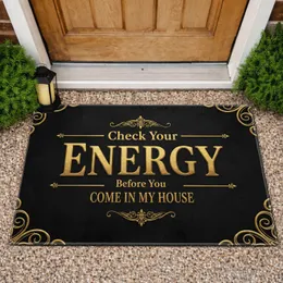 Golden 'Check Your ENERGY' Baroque Frame - Home Entry Decor Gift Doormat