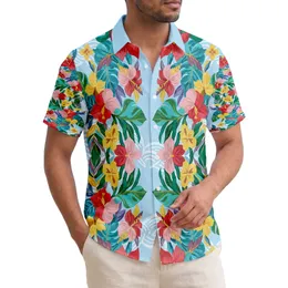 Tropical Blossom Leaf Garlands Ocean Waves - Summer Vacation Gift Hawaiian Shirt