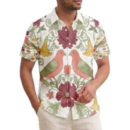 Birds Tropical Flowers Foliage Scroll Border - Home Decor Gift for Botanical Lover Hawaiian Shirt
