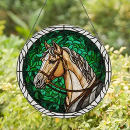 Majestic Bridled Horse Head Organic Leaf - Home Decor Gift for Horse Lover Stained Glass Suncatcher