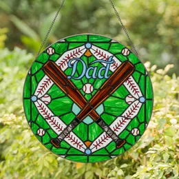 Baseball Bats Dad Sports Field Mosaic - Father's Day Gift Stained Glass Suncatcher