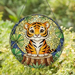 Baby Tiger Jungle Foliage Bamboo - Wildlife Home Decor Gift Stained Glass Suncatcher