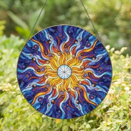 Tiffany Inspired Sunburst Clear Circle Curvilinear Segments Cabochon Gems - Home Decor Gift Stained Glass Suncatcher