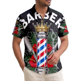Barber Pole Straight Razor Scissors Tropical - Grooming Lifestyle Gift for Barbers Hawaiian Shirt