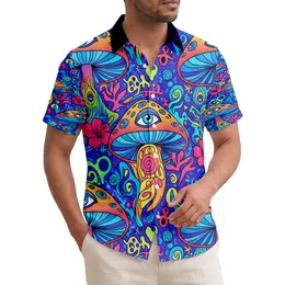 Psychedelic Mushroom All Seeing Eye Peacock Feather Starlike Tribal Floral - Home Decor Gift Hawaiian Shirt