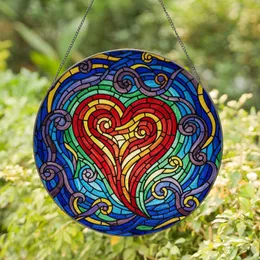 Luminous Tiffany Stained Glass Heart Abstract Organic Swirling Waves - Home Decor Gift Stained Glass Suncatcher