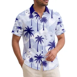 Palm Trees Starburst Birds Silhouettes Tropical Landscape - Island Vacation Travel Accessory Hawaiian Shirt