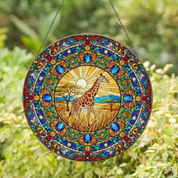 Giraffe African Savanna Acacia Trees Cabochon - Home Decor Gift for Wildlife Lovers Stained Glass Suncatcher